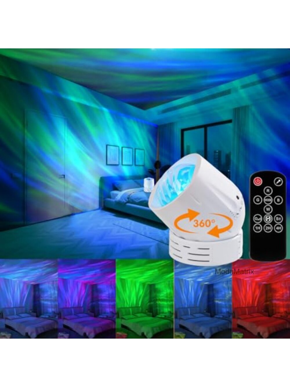 Aurora Light Projector Night Light for Kids Bedroom - 360° Rotation, Music